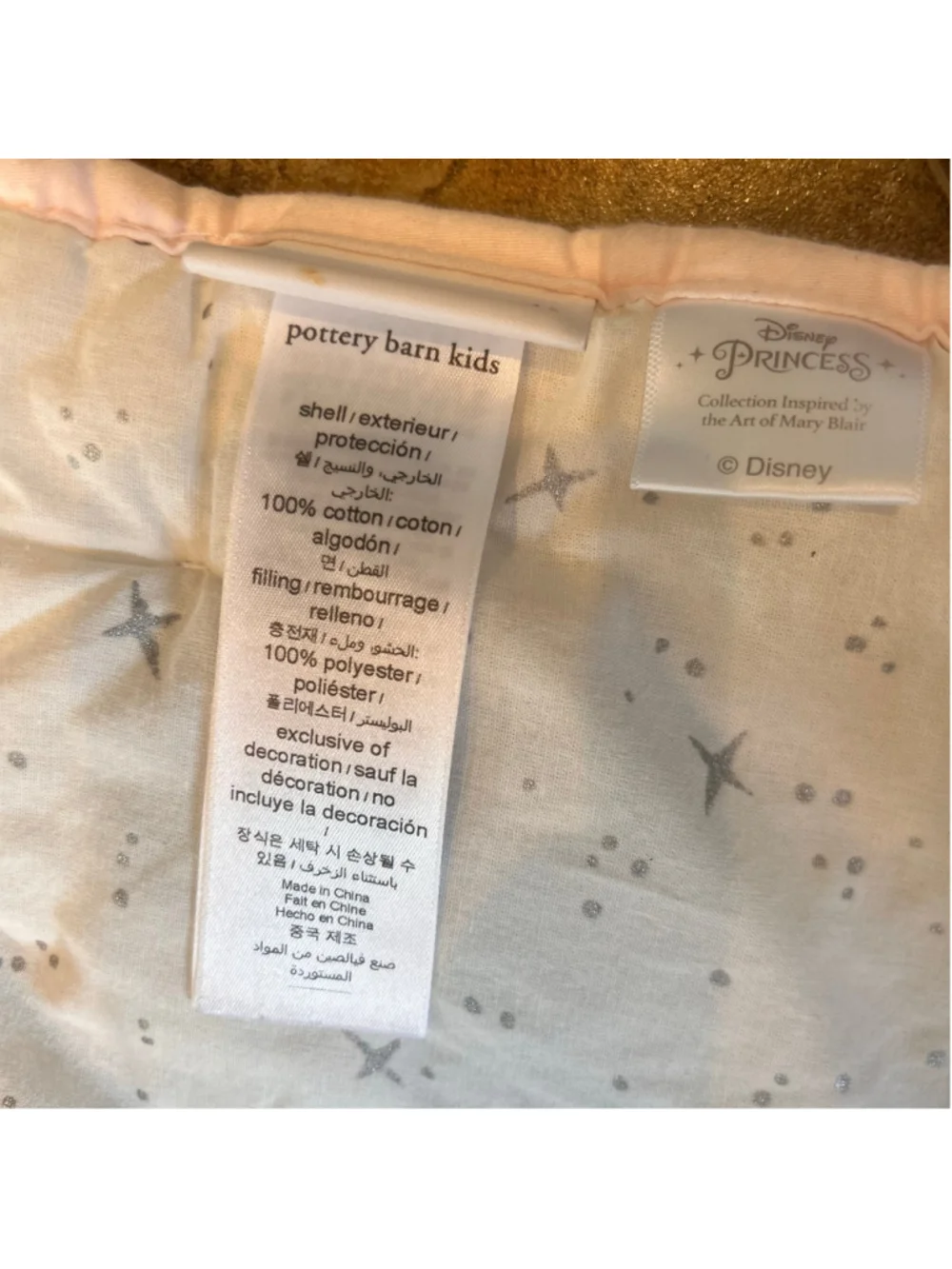 Pottery Barn Kids Disney Princess Quilt Crib White Embroidered Cotton Whimsy